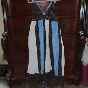 Vtg Boho Chic Floral Panel Prairie Apron